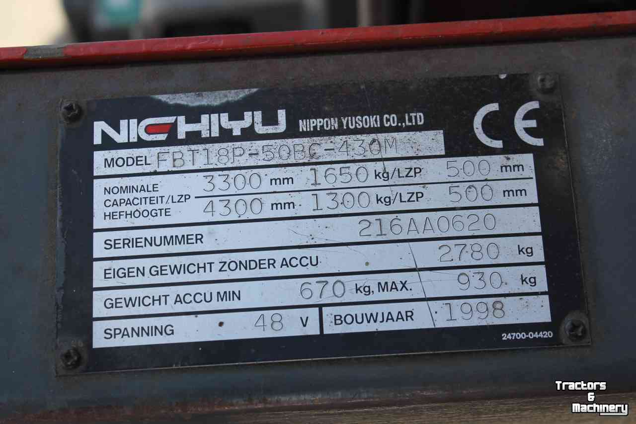 Chariot élévateur Nyk FBT18P-50BC-430M elektrische heftruck driewieler Nichiyu forklift gabelstapler
