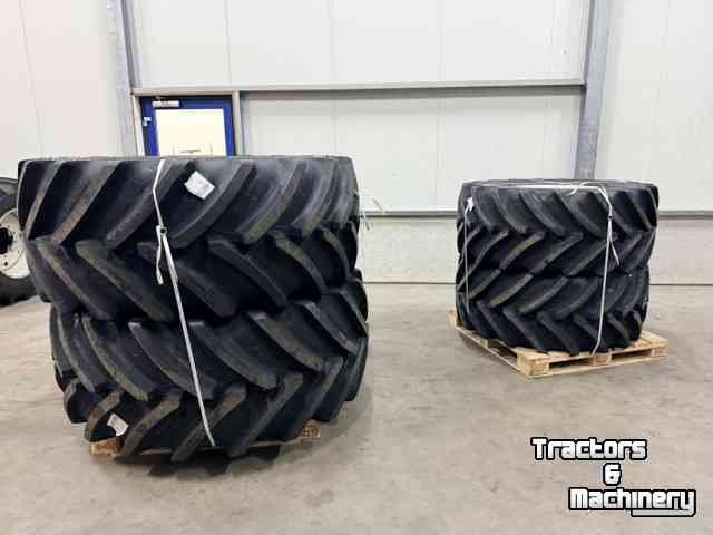 Roues, Pneus, Jantes, Barillets Jumelage BKT 710/60 R38 + 600/60 R28 op velg