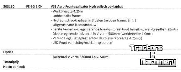 Autres matériel et accessoires de travail du sol VSS Agro Frontegalisator FE 4.25