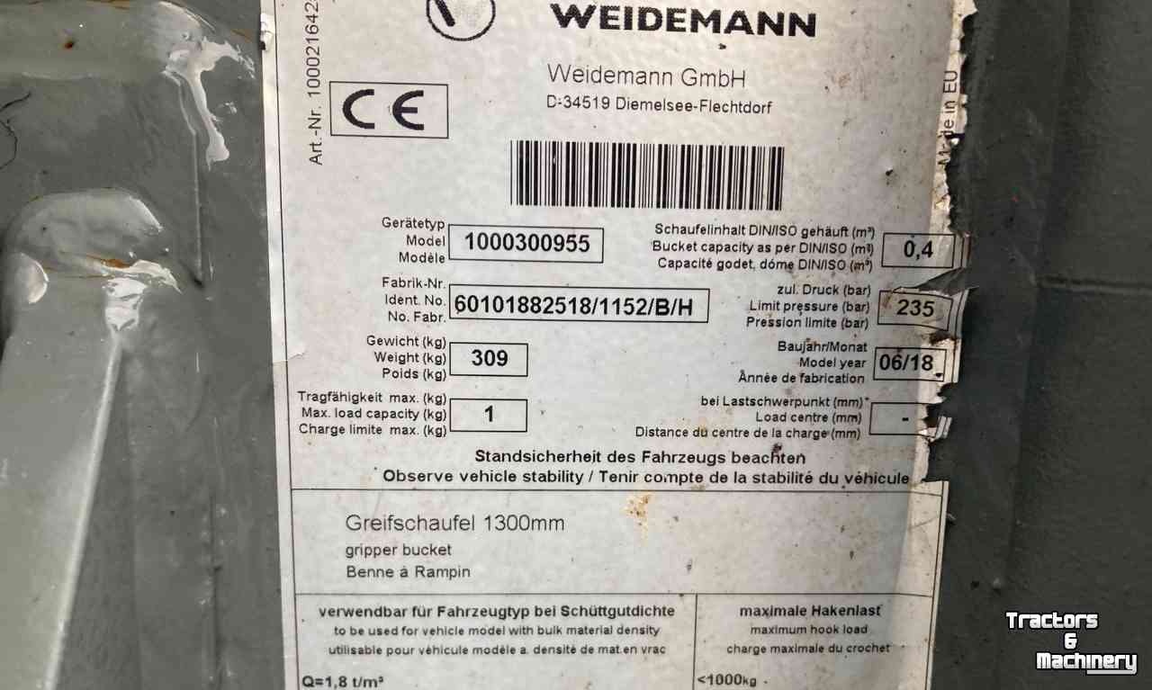 Benne à grappin / Fourche à grappin Weidemann Pelikaanbak 1300 mm (Demo)