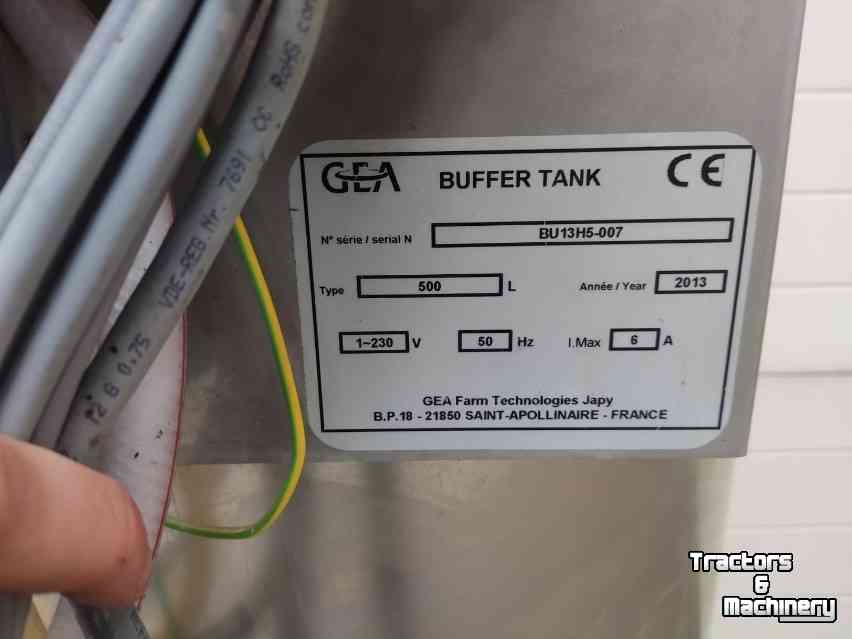 Tonneau à lait GEA 500 ltr buffertank