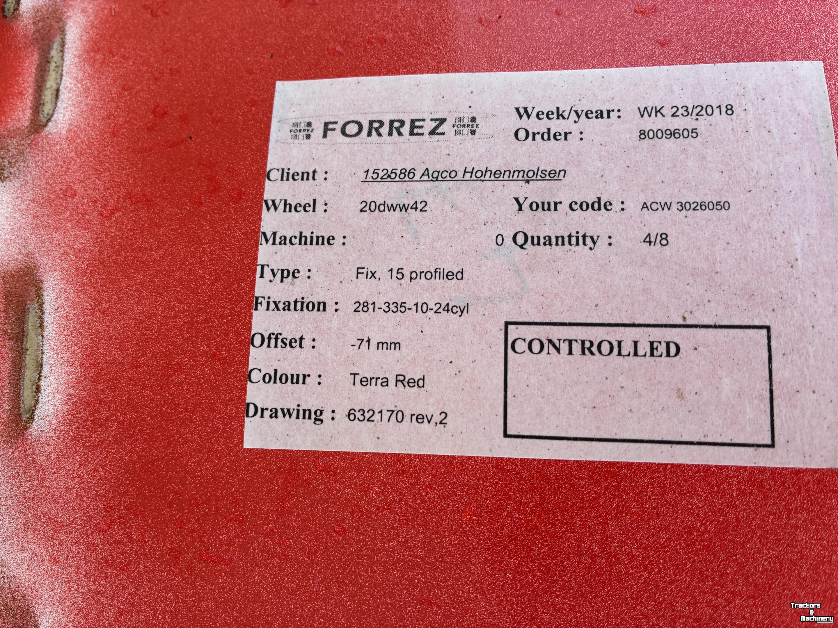 Roues, Pneus, Jantes, Barillets Jumelage Fendt velgen 20X42 10 gaats