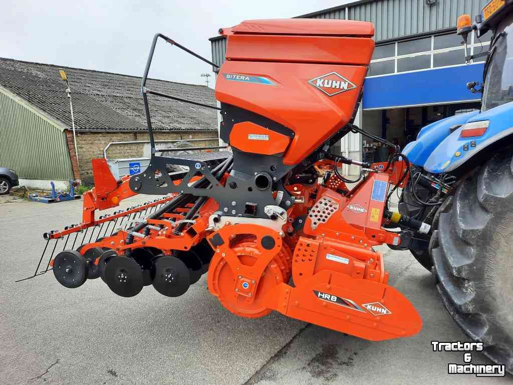 Herse rotative Kuhn HRB303 kopegge met Sitera seedflex zaaimachine