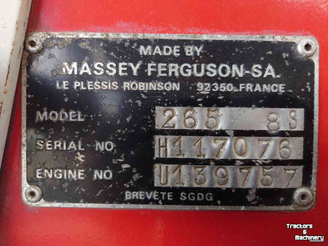 Tracteur Massey Ferguson 265