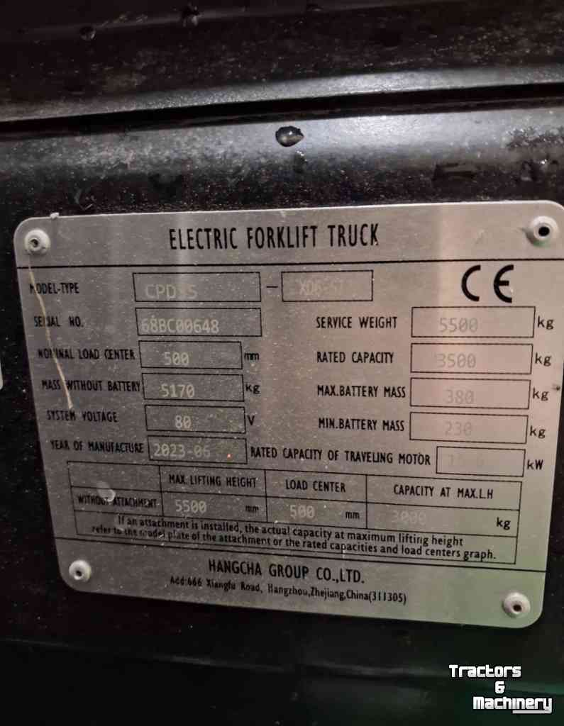 Faneur Hangcha CPD 35 Lithium grootste accu 404 Ah!