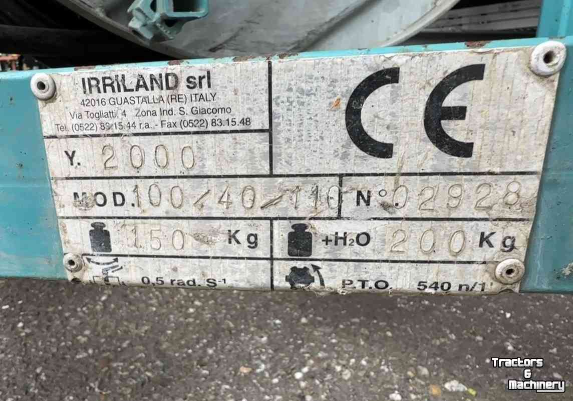 Enrouleur de tuyau  Irriland Irriland 100/40/110 slangenhaspel gegalvaniseerd, 110 meter x 40 mm ø, met afstandsbediening
