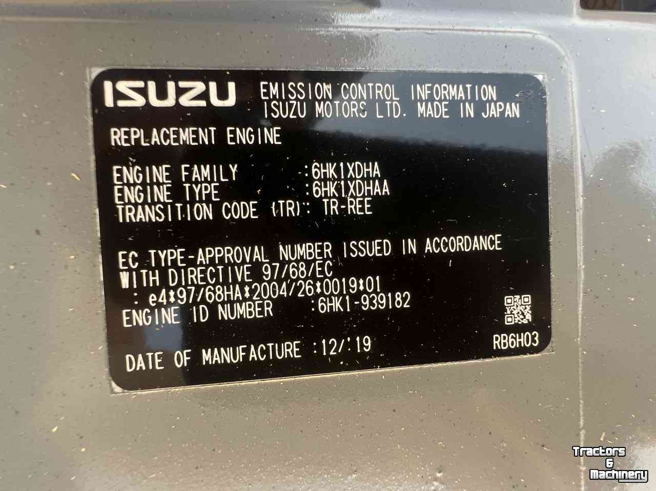 Moteur Hitachi ISUZU 6HK1X Parts nr:KSH12330