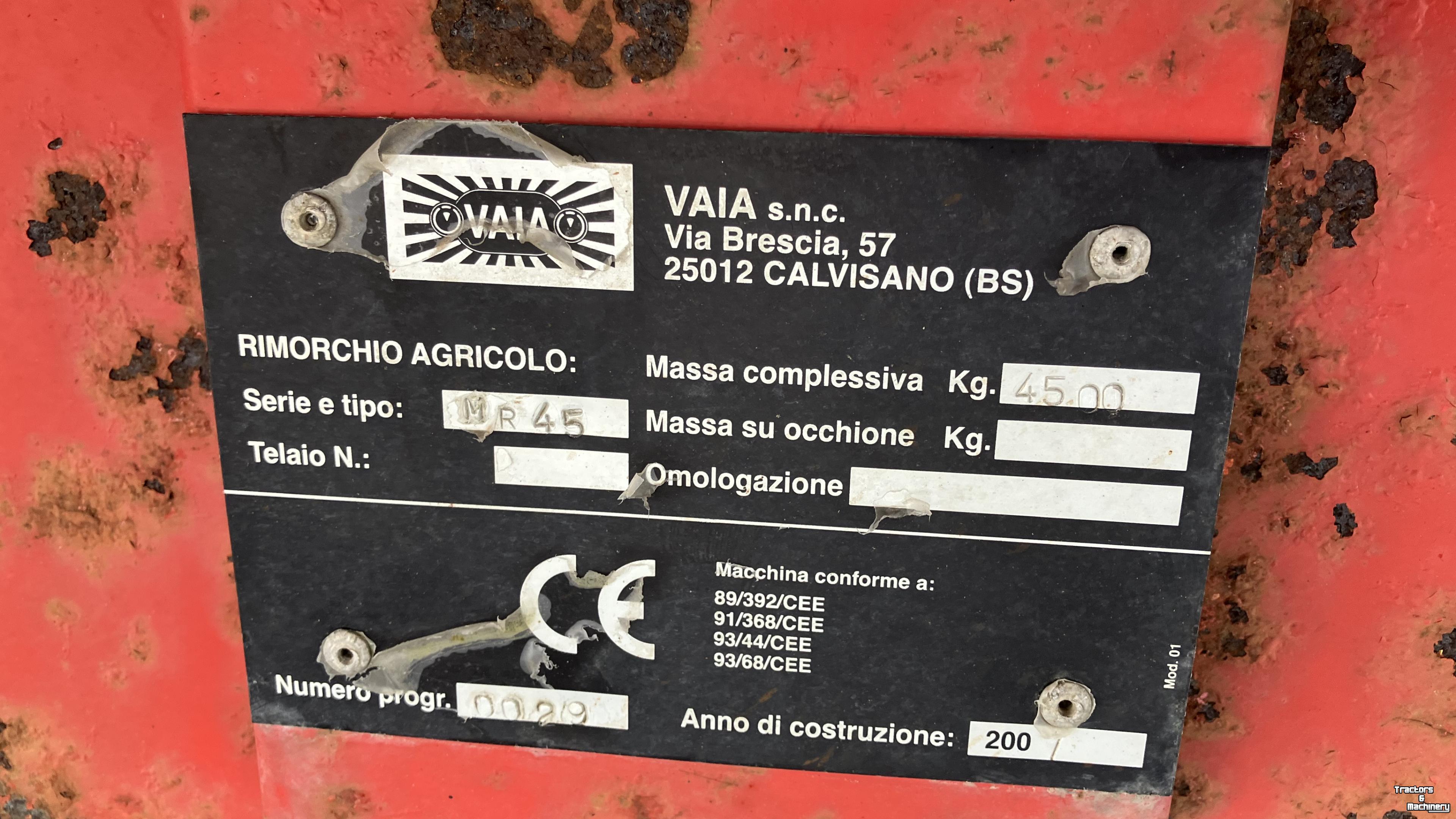 Remorque porte-machines Vaia MR 45