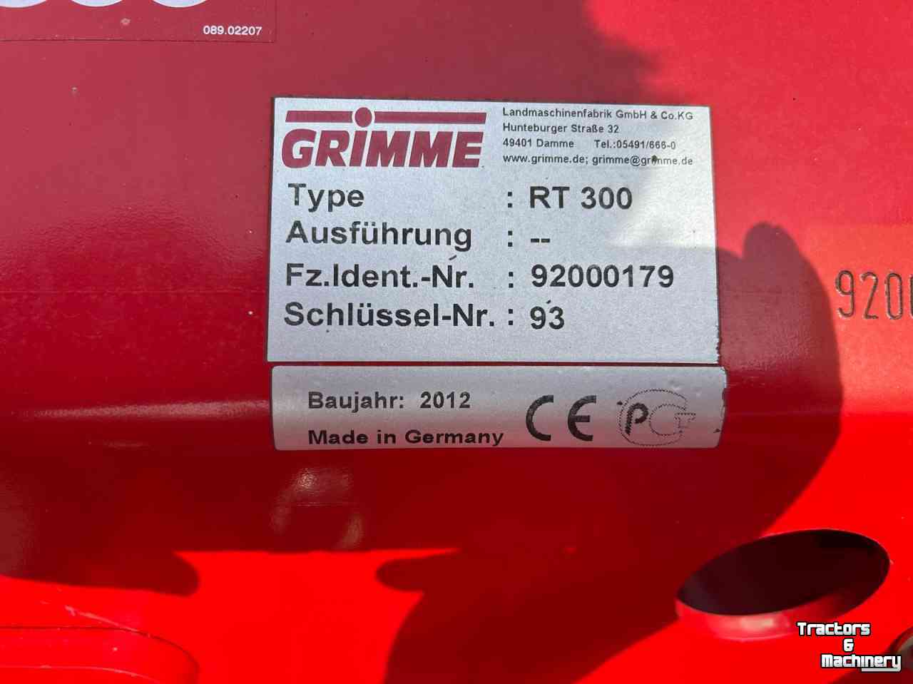 Fraise rotative Grimme RT300 Front frees