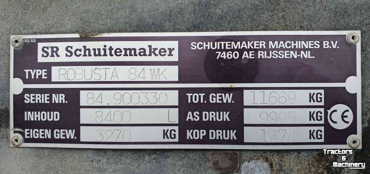 Tonneau de lisier Schuitemaker Robusta 84 WK