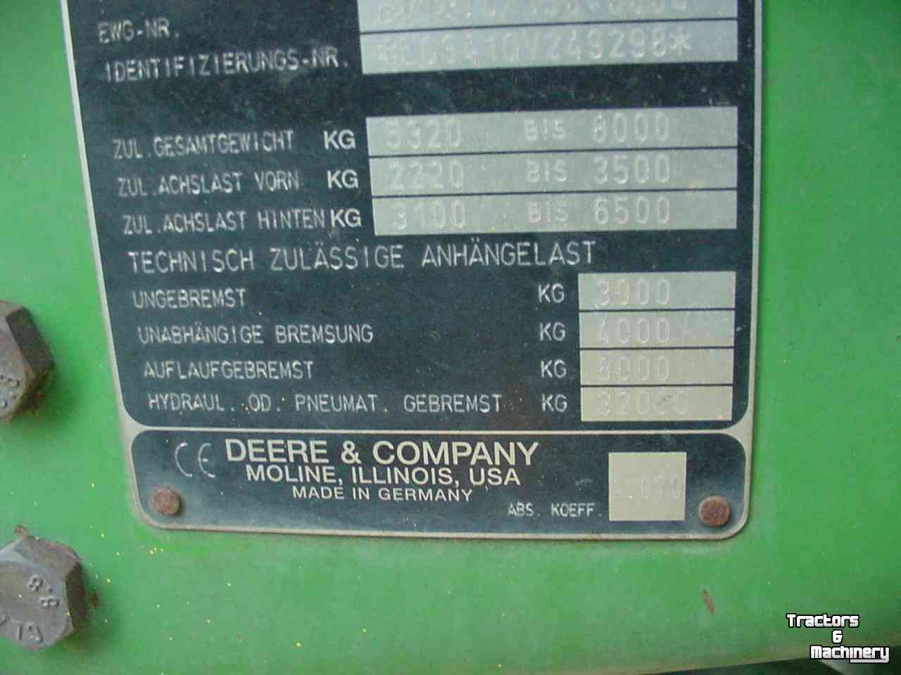Tracteur John Deere 6410 PQ TLS NL Kenteken