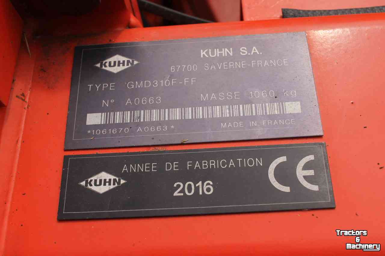 Faucheuse Kuhn GMD310F-FF front schijvenmaaier frontmaaier zwadtrommels