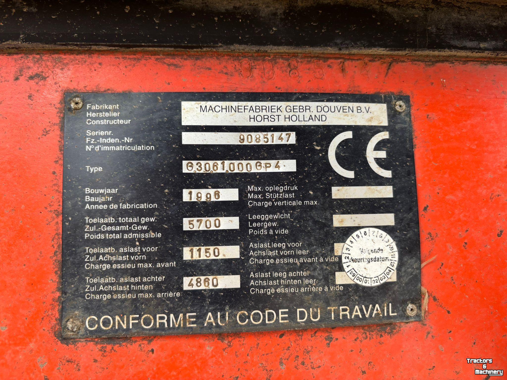Pulvérisateur porté Douven G 3061 GP4 Spuit