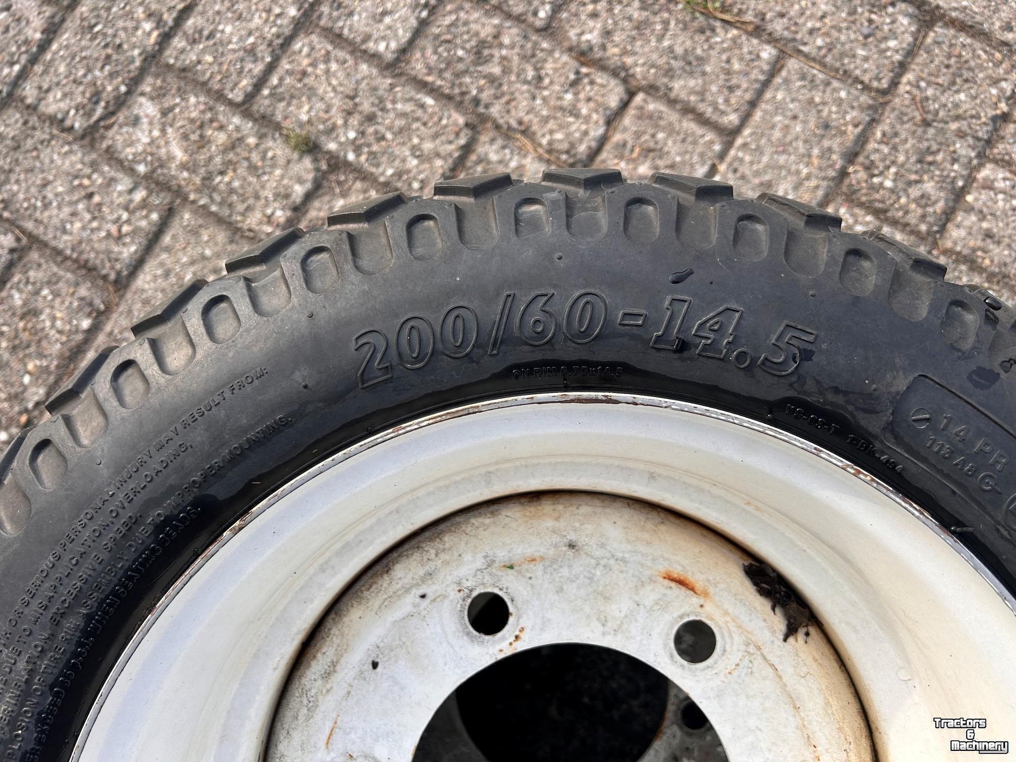 Roues, Pneus, Jantes, Barillets Jumelage BKT 200/60-14.5