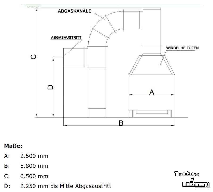 Système de ventilation d‘entrepot  Eco Masa, biomassa/hout stook, verwarmingsketel