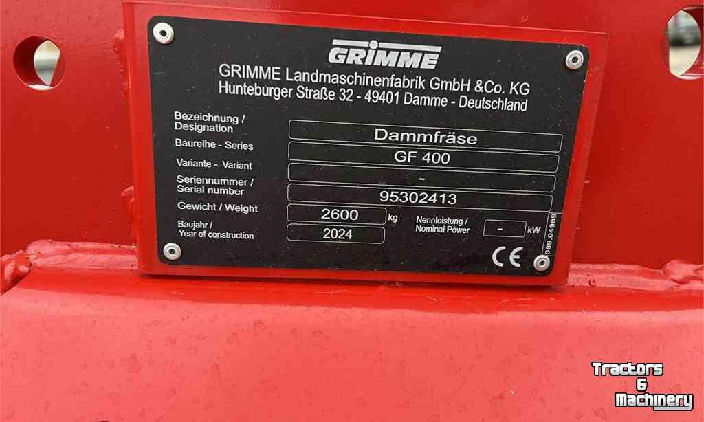 Fraise buteuse Grimme GF 400