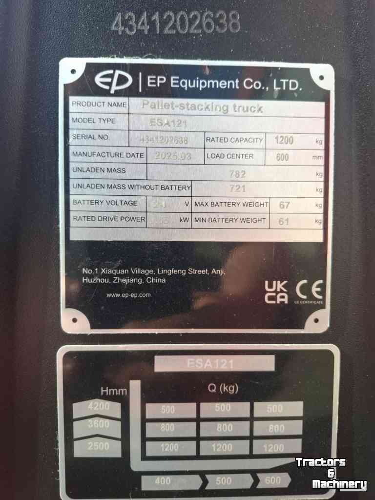 Transpalette électrique EP Equipment ESA-121 stapelaar 4200 mm
