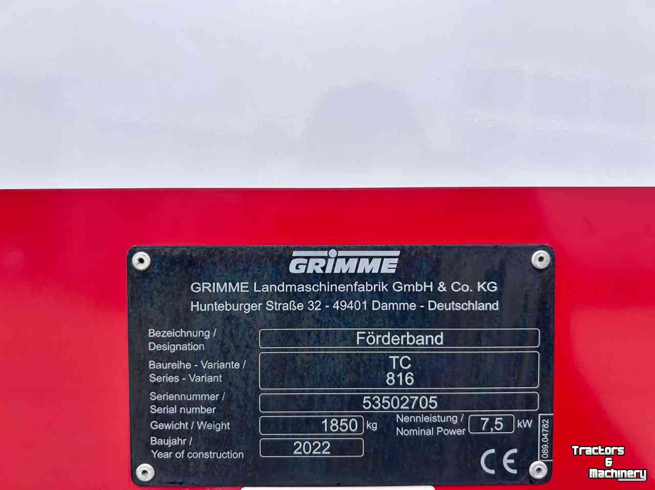 Convoyeur duo télescopique Grimme TC816