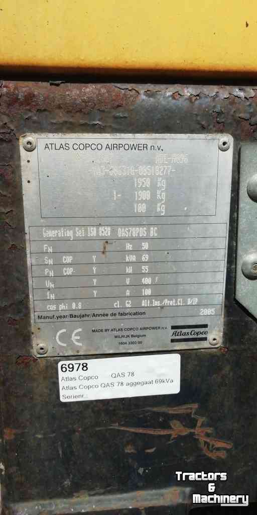 Groupes électrogènes Atlas Copco QAS78PDSBC 69 kVa