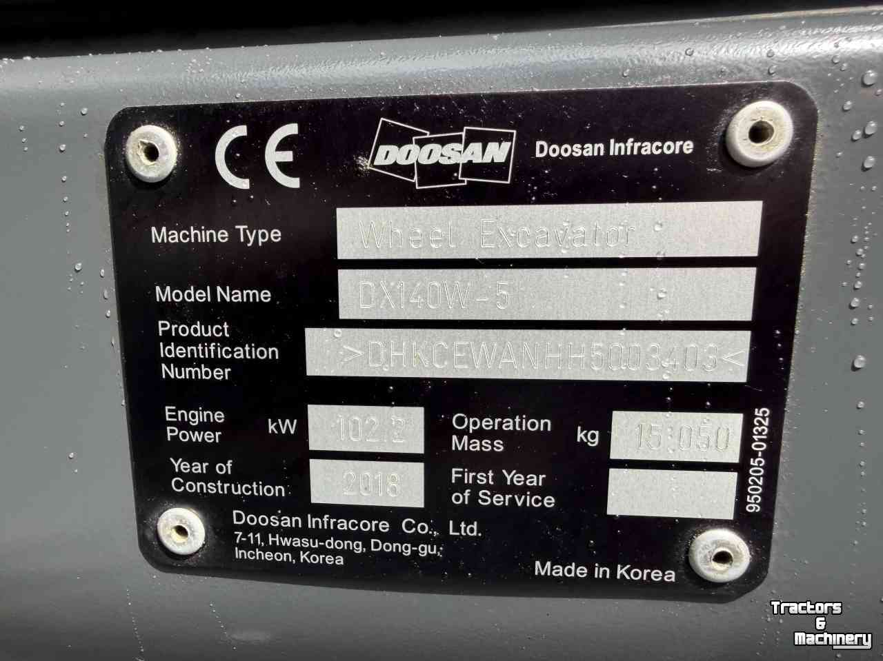Pelles sur pneus Doosan DX140w-5