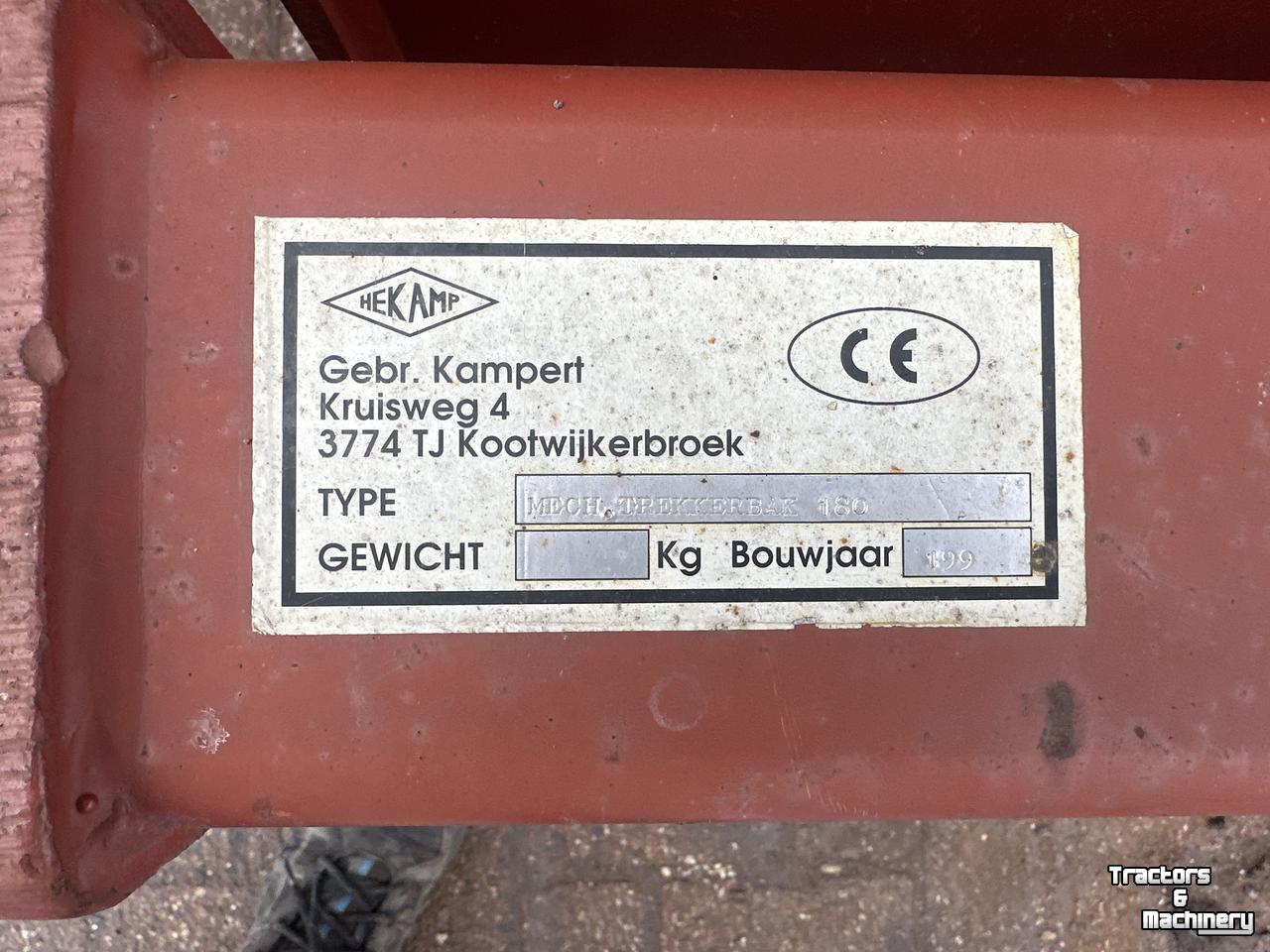 Autres pièces d’équipement et accessoires Hekamp Mechanische trekkerbak 1800mm