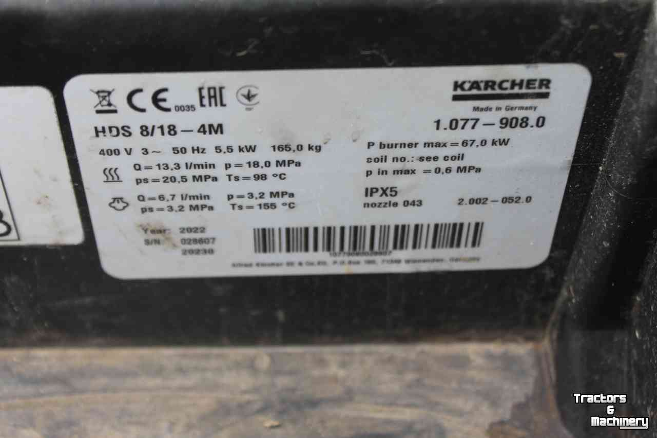 Nettoyeur à haute pression Chaud/Froid Karcher HDS8/18-4M heetwaterreiniger warmwater hogedrukreiniger stoomcleaner