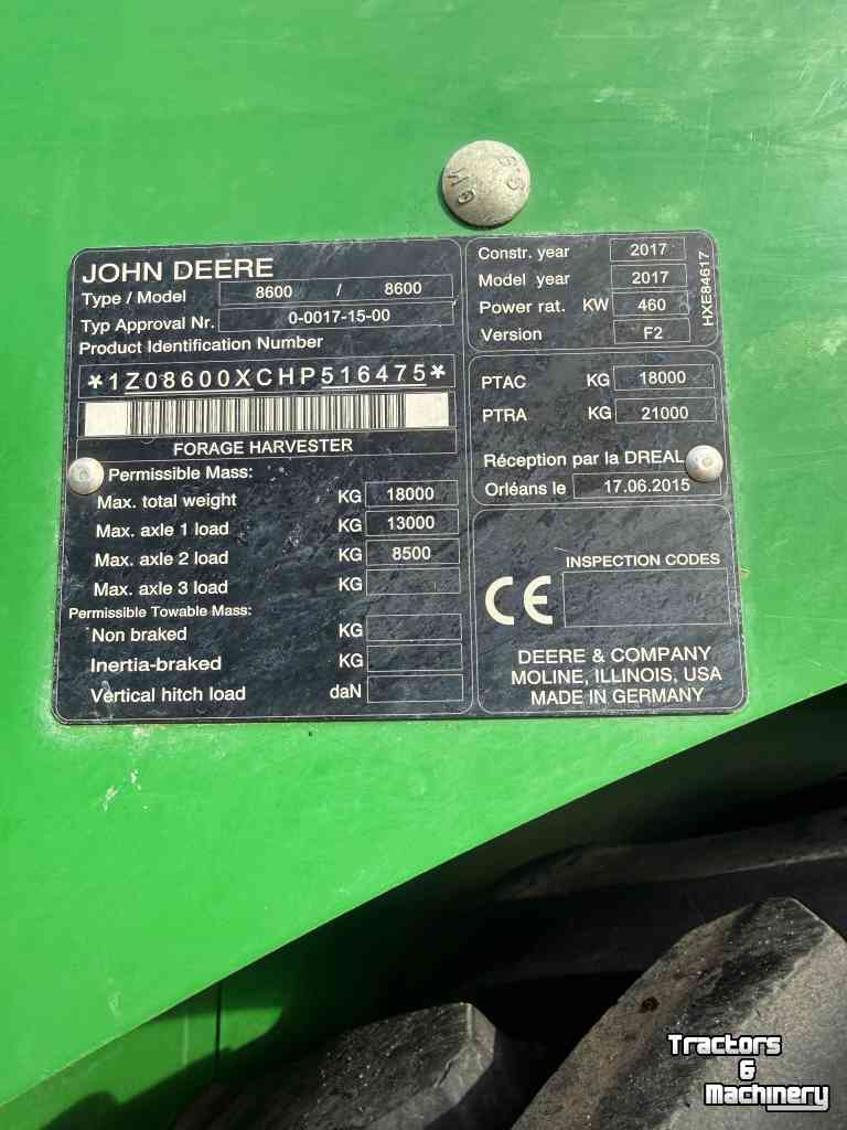 Ensileuse automotrice John Deere 8600 40 KM Korrelkneuzer Airco 4 WD Harvester Claas