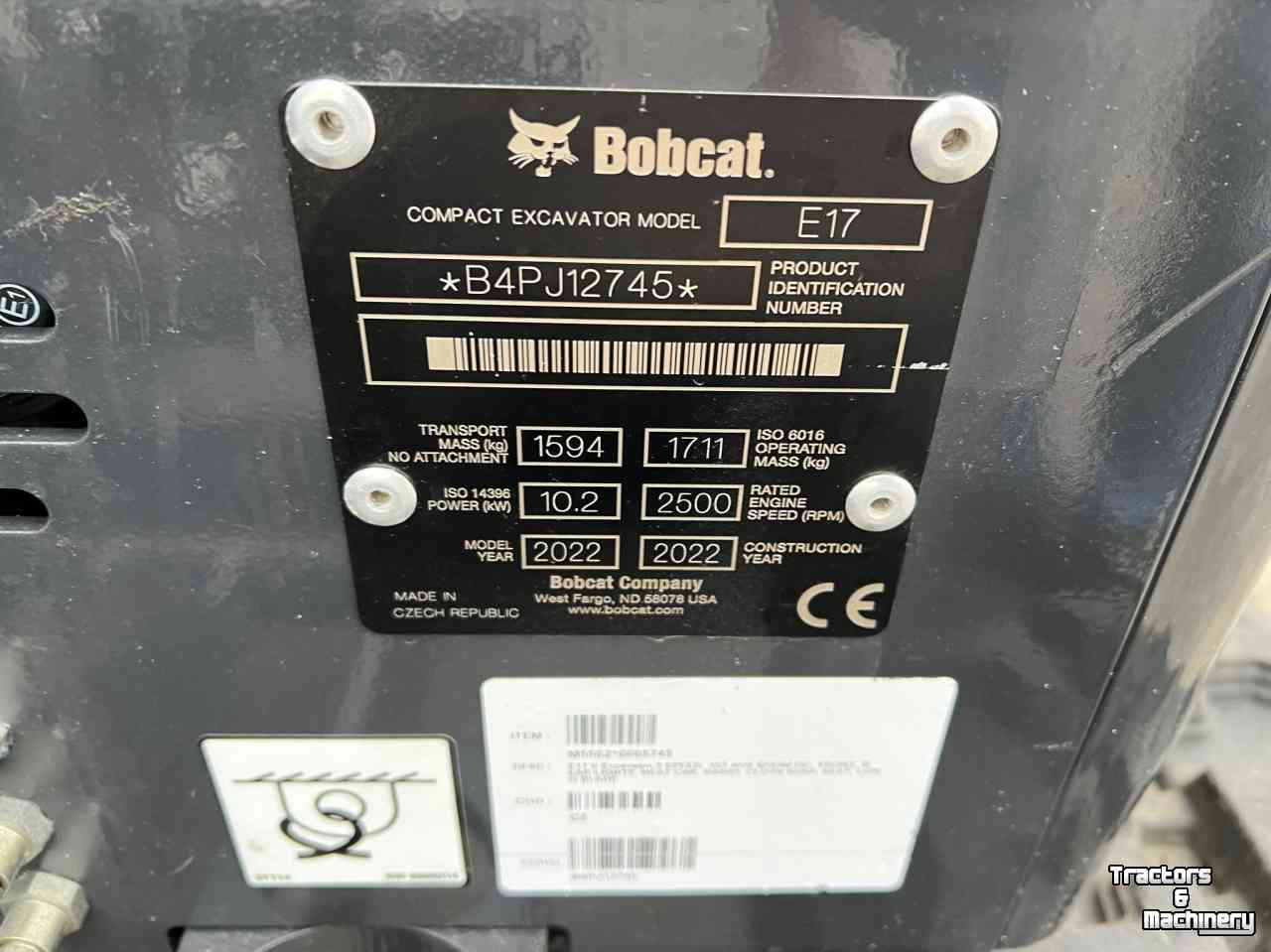Mini pelleteuse Bobcat E17 minigraver rupskraan graafmachine