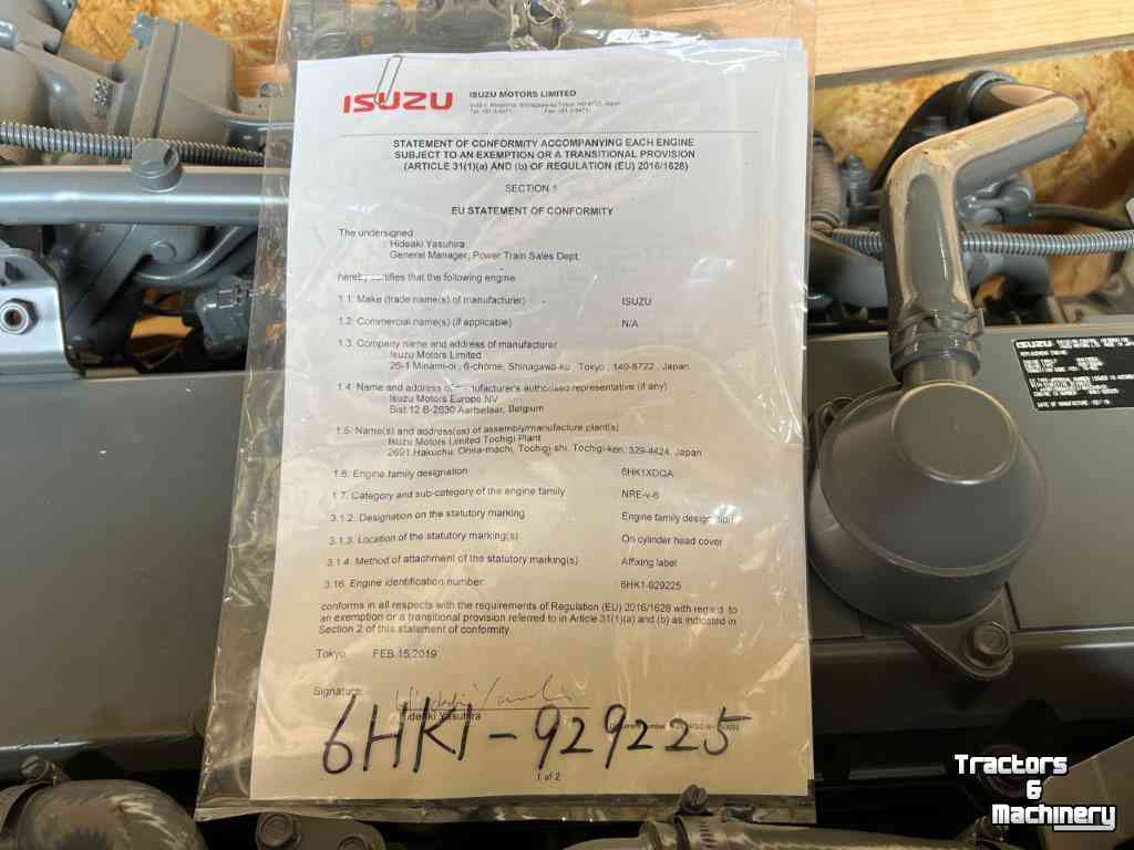 Pelles sur chenilles Hitachi ISUZU AQ-6HK1X – 212kW – 7.790L – Tier 4b NIEUW Parts no: KBH16870