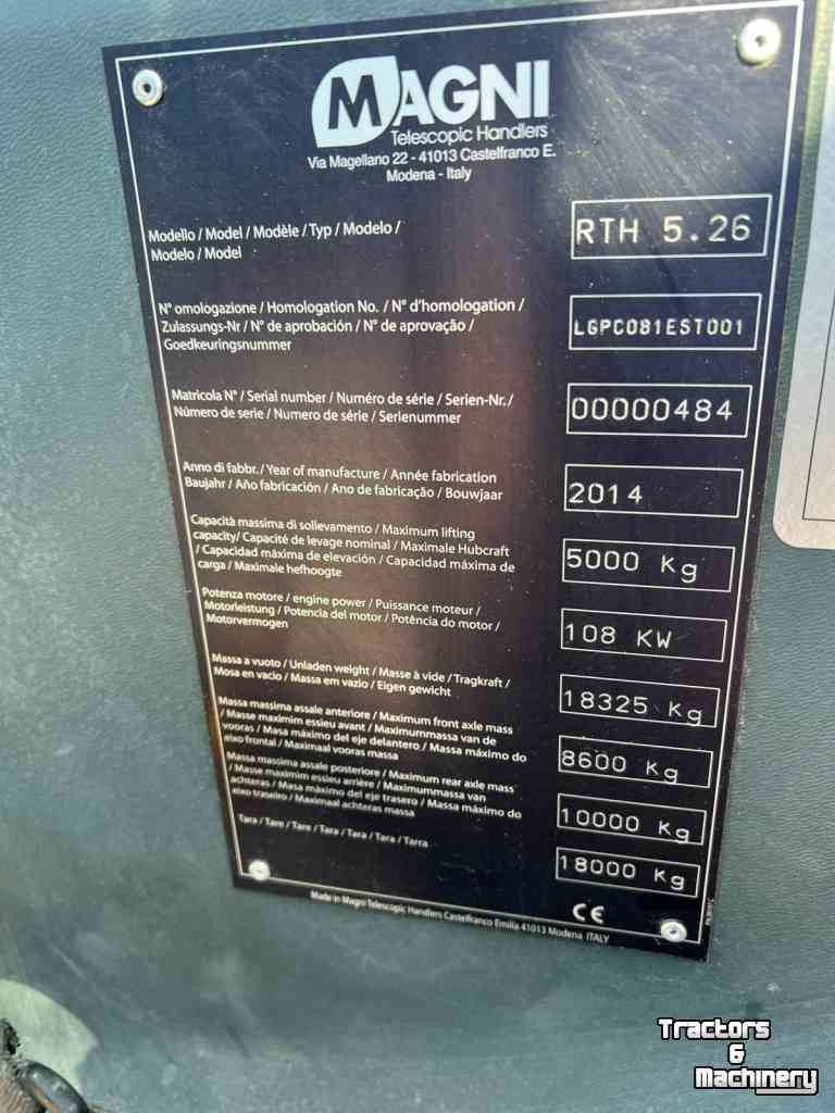 Chargeur Télescopique Magni RTH 5,26 roterende verreiker telehandler telescoplader