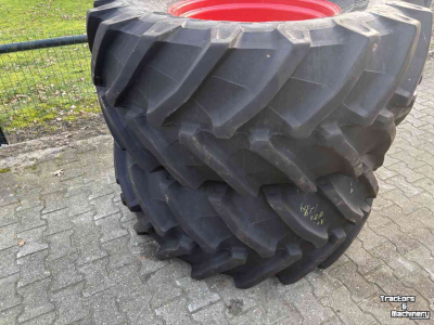Roues, Pneus, Jantes, Barillets Jumelage Trelleborg 600/65R28 TM800 90% op 10 gaats velgen