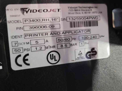 Autres  Videojet P3400 RH 16 Etiketteermachine