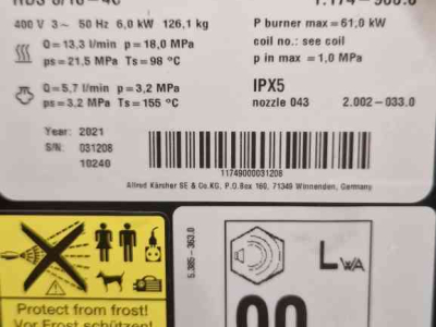 Nettoyeur à haute pression Chaud/Froid Karcher HDS 8/18