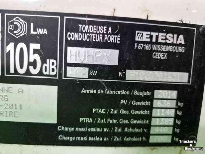 Tracteur Tondeuse Autoporté Etesia HVHPX