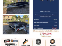 Remorque automobile jusqu’ à 3500 Kg Saris PLateau