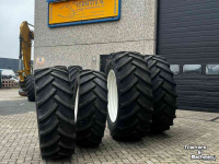 Roues, Pneus, Jantes, Barillets Jumelage Mitas set MITAS AS 65 480/65R28 en 600/65R38 ca 80% op velgen NewH T6.xxx/T7.xxx