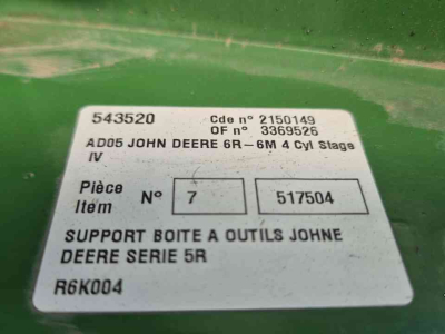 Chargeur frontal Mailleux Voorlader aanbouwdelen passend aan JOHN DEERE 6R en 6M 4 cilinder
