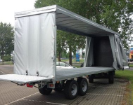Remorque à bâche pour transport / Remorque de récolte trainé Van Der Sluis Zeilenwagen / Oogstwagen