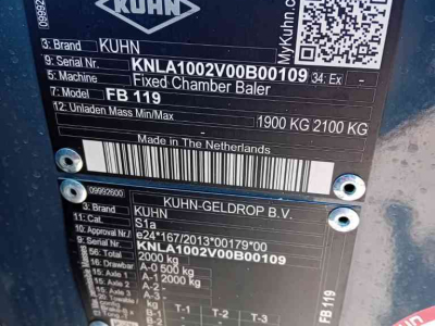 Presses Kuhn FB119 balenpers, bermenpers.